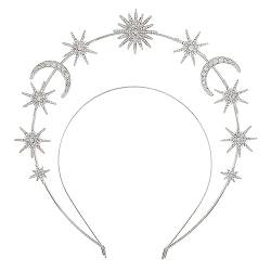 Zoestar Halo Crown Stirnband Stern Kristall Haarband Glitzernde Strass Kopfschmuck Göttin Hochzeit Haar Tiara Party Kostüm Haarschmuck für Frauen und Mädchen, 1 Stück (Silber 2) von Zoestar