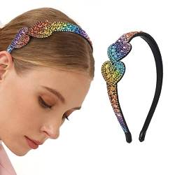 Zoestar Kristall-Stirnband, Herz-Haarreif, Glitzer, elastische Haarbänder, Party-Haarschmuck für Frauen und Mädchen (bunt) von Zoestar