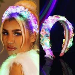 Zoestar Leuchtendes Stirnband, LED-Leucht-Haarband, geflochtener Haarreifen, Festival-Kostüm, Nachtclub, Party, Haarschmuck für Frauen und Mädchen (B) von Zoestar