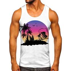 Zofedap Gym Tank Top Herren Hawaii Hemd Männer Sport Ärmelloses Shirts Fitness Muscleshirt Achselshirts Muskelshirt Trainingsshirt Tanktop Trägershirt Funktionsshirt Kompressionsshirt Herren Ärmellos von Zofedap