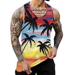 Zofedap Gym Tank Top Herren Hawaii Hemd Männer Sport Ärmelloses Shirts Fitness Muscleshirt Achselshirts Muskelshirt Trainingsshirt Tanktop Trägershirt Funktionsshirt Kompressionsshirt Herren Ärmellos von Zofedap