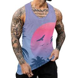 Zofedap Gym Tank Top Herren Hawaii Hemd Männer Sport Ärmelloses Shirts Fitness Muscleshirt Achselshirts Muskelshirt Trainingsshirt Tanktop Trägershirt Funktionsshirt Kompressionsshirt Herren Ärmellos von Zofedap