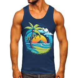 Zofedap Gym Tank Top Herren Hawaii Hemd Männer Sport Ärmelloses Shirts Fitness Muscleshirt Achselshirts Muskelshirt Trainingsshirt Tanktop Trägershirt Funktionsshirt Kompressionsshirt Herren Ärmellos von Zofedap