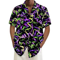 Zofedap Hawaii Hemd Männer Kurzarm Slim Fit Lustige 3D Bedruckte Maske Hemden Casual Stehkragen Buntes Kurzarmhemd Karneval Fun Tshirts Faschingskostüme von Zofedap