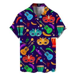 Zofedap Hawaii Hemd Männer Kurzarm Slim Fit Muster 3D Bedruckte Lustige Stehkragen Hemden Casual Buntes Fun Tshirts Kurzarmhemd Karneval Faschingskostüme von Zofedap