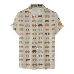Zofedap Hawaii Hemd Männer Sexy Kurzarmhemd Muster 3D Herz Druck Love Lustige Hemden Sommer Stehkragen Bunt Fun Tshirts von Zofedap