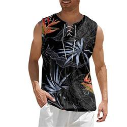 Zofedap Hawaii Tank Top Herren Leinen Ärmelloses Shirts Fitness Muscleshirt Muskelshirt Achselshirts Trägershirt Funktionsshirt Laufshirt Unterhemd Trainingsshirt Tanktop von Zofedap