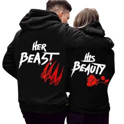 Zofedap Her Beast ＆ His Beauty Partner Pullover Hoodie Pärchen Kapuzenpullover für Herren und Damen Couple Liebe Sweatshirt Beide 16 von Zofedap