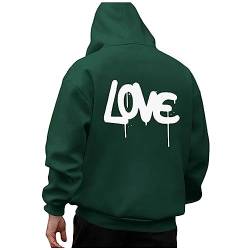 Zofedap Kapuzenpullover Herren Hoodie Männer mit Backprint Love Streetwear Sweatjacke Langarm Sweatshirt Kapuzenpulli Frühling Herbst Winter von Zofedap