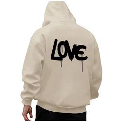 Zofedap Kapuzenpullover Herren Hoodie Männer mit Backprint Love Streetwear Sweatjacke Langarm Sweatshirt Kapuzenpulli Frühling Herbst Winter von Zofedap