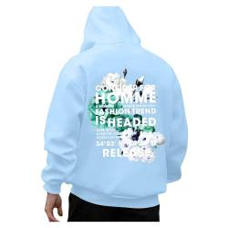 Zofedap Kapuzenpullover Herren mit Backprint Blumen Hoodie Männer Sprüchen Y2K Sweatshirt Streetwear Sweatjacke Langarmshirt Kapuzenpulli Frühling Herbst Winter von Zofedap