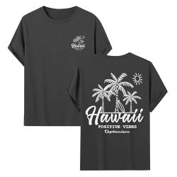 Zofedap Oversized Tshirt Herren Backprint Hawaii Printed Oberteil T-Shirts Kurzarm Rundhals Sommer Gym Sport Urlaub Streetwear Y2K Tee Tops von Zofedap
