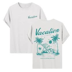 Zofedap Oversized Tshirt Herren Backprint Vacation Drucken Oberteile T Shirt Kurzarm Rundhals Sommer Gym Sport Urlaub Streetwear Y2K Tee Tops von Zofedap