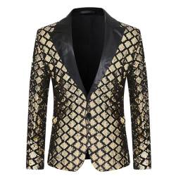 Zofedap Pailletten Anzug Herren Slim Fit Glitter Sakko Blazer Anzugjacke Freizeit Jacke für Hochzeit Party Festlich Faschingskostüme 70er Karneval Kostüm von Zofedap