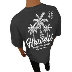 Zofedap Tshirt Herren Oversize Backprint Hawaii Printed Oberteil T-Shirts Rundhals Kurzarm Sommer Gym Urlaub Sport Y2K Streetwear Tee Tops von Zofedap