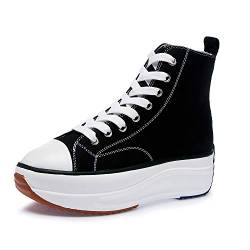 Zoifada Damen Canvas Keilabsatz Schuhe Sneaker mit Absatzhöhe Trunschuhe für Sport Freizeit Laufschuhe mehrere Farben Schwarz,37 von Zoifada
