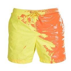 Zoloyo Badehose mit Farbwechsel, für Jungen, Sommer, Herren, schnelltrocknend, für Strand, Bademode, temperaturempfindliche Farbwechsel-Shorts, gelb, Large von Zoloyo