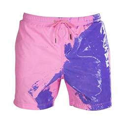 Zoloyo Badehose mit Farbwechsel, für Jungen, Sommer, Herren, schnelltrocknend, für Strand, Bademode, temperaturempfindliche Farbwechsel-Shorts, rosa / rot, S von Zoloyo