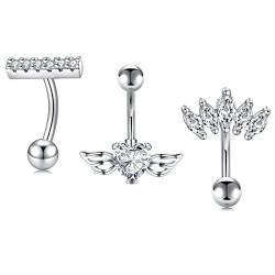 Zolure 10mm Bauchnabelpiercing Chirurgenstahl Bauchnabel Piercing 14 Gauge Bauchnabelpiercing Set von Zolure