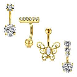 Zolure 14G 10mm Chirurgenstahl Cz Bauchnabelpiercing Herz Bauchnabel Piercing Cubic Zirconia Schmetterling Piercing Set Bauchnabel von Zolure