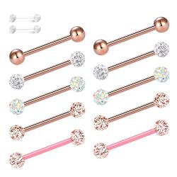 Zolure 14G 12 Stücke Kristallkugel Nipplerings Barbell Piercing Zungenpiercing Schmuck von Zolure