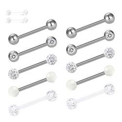 Zolure 14G 12 Stücke Kristallkugel Nipplerings Barbell Piercing Zungenpiercing Schmuck von Zolure