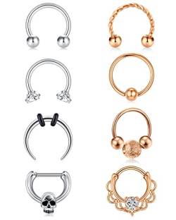 Zolure 16G Chirurgenstahl Septum Piercing Septum Nasenpiercing Horseshoe Piercing Ohrpiercing Septum Lippenpiercing Cartilage Ohrpiercing 8-10mm von Zolure