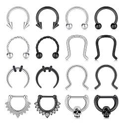 Zolure 16G Septum Piercing 8mm Hufeisen Piercing Nasenpiercing Augenbraue Lippe Earring Tragus Helix Knorpel Daith Conch Piercing von Zolure