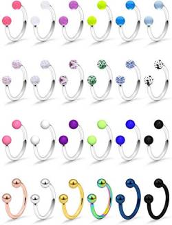 Zolure 16G Septum Piercing Set Chirurgenstahl Hufeisen Nase Hoop Lippen Ohr Piercing Tragus Barbells Piercing 10mm 24 Stück von Zolure