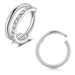 Zolure 16g Dreifach Doppel Nasenring Nasenring Schmuck Mit Scharnier-Septum Piercing Septum Clicker Conch Daith Knorpel Helix Ohrringe Hoop Tragus Piercing Schmuck von Zolure