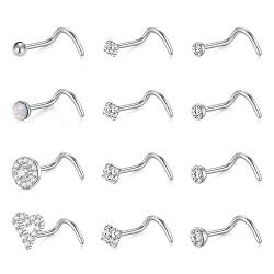 Zolure 18G Chirurgenstahl Nasenpiercing Cz Silber Nasenstecker Nostril Piercing Stecker Stecker Für Damen Herren von Zolure