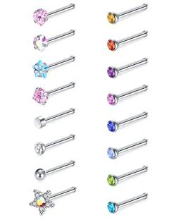 Zolure 20G Edelstahl Strenge Nasenstecker Nasenpiercing Blume Nase Pin Set Cubic Zirkonia Piercing Nase Für Frauen Männer von Zolure