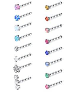 Zolure 20G Edelstahl Strenge Nasenstecker Nasenpiercing Blume Nase Pin Set Cubic Zirkonia Piercing Nase Für Frauen Männer von Zolure