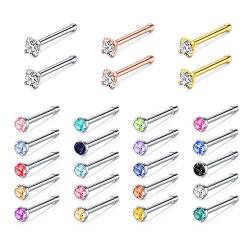 Zolure 22 Gauge 7mm Nasenstecker Edelstahl Nasenpiercings Nasenring Kristall Piercing Schmuck (G Stil) von Zolure