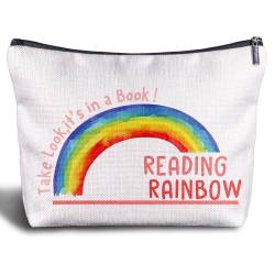 Zomhix Bücherliebhaber, Regenbogen-Make-up-Tasche, inspirierende Geschenke für Frauen, Boho-Regenbogen-Kosmetiktasche, Organizer für Geldbörse, Reisetasche von Zomhix