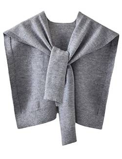 Zontroldy Damen Mode Pullover Geknotet Schal Wraps Cape Tops Blusen, Grau, Mittel von Zontroldy