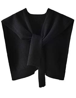Zontroldy Damen Mode Pullover Geknotet Schal Wraps Cape Tops Blusen, Schwarz, Mittel von Zontroldy