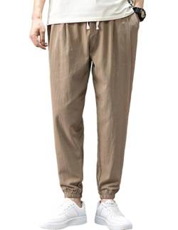 Zontroldy Herren-Hose, Baumwolle, Leinen, Yoga, Golf, Strand, Jogger, Sweatlounge, Haremshose, Dunkles Khaki, Groß von Zontroldy