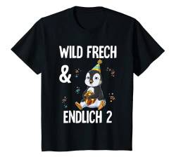 Kinder 2. Geburtstag Pinguin Wild Frech Und Endlich 2 Jahre T-Shirt von Zoo Kindergeburtstag