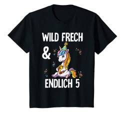 Kinder 5. Geburtstag Einhorn Wild Frech Und Endlich 5 Jahre T-Shirt von Zoo Kindergeburtstag