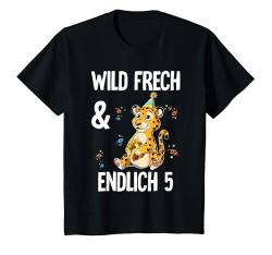 Kinder 5. Geburtstag Leopard Wild Frech Und Endlich 5 Jahre T-Shirt von Zoo Kindergeburtstag
