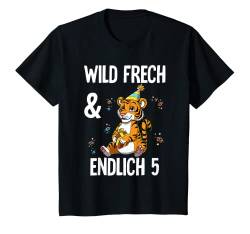 Kinder 5. Geburtstag Tiger Wild Frech Und Endlich 5 Jahre T-Shirt von Zoo Kindergeburtstag