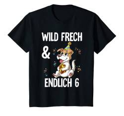 Kinder 6. Geburtstag Hund Wild Frech Und Endlich 6 Jahre T-Shirt von Zoo Kindergeburtstag