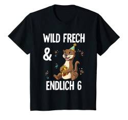 Kinder 6. Geburtstag Otter Wild Frech Und Endlich 6 Jahre T-Shirt von Zoo Kindergeburtstag
