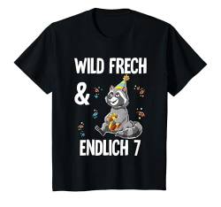 Kinder 7. Geburtstag Waschbär Wild Frech Und Endlich 7 Jahre T-Shirt von Zoo Kindergeburtstag