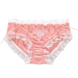 ZooChest Unterwäsche Frauen,Unterhosen Damen Nahtlos,Niedlich Slip Damen Panty,Hipster Panties Damen,Seide Unterwäsche Spitze,Rosa/Schwarze Damen Unterwäsche L von ZooChest