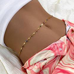 Zookey Boho Bauch Taille Chian Gold Bunte Herz Körperkette Sommer Strand Körperkette Schmuck für Frauen und Mädchen von Zookey