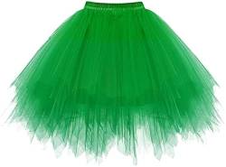 Zookey Damen Tüllrock Grün Tütü Rock 50er Rockabilly Tutu Rock Petticoat Unterrock Ballettrock Tanzkleid St Patrick's Day Festival Kostüm Party Rave Outfit von Zookey