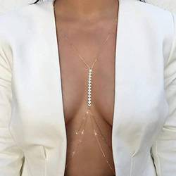 Zookey Strass Brustkette Gold Bikini BH Kette Harness Körperkette Sommer Strand Nachtclub Schmuck für Frauen und Mädchen von Zookey