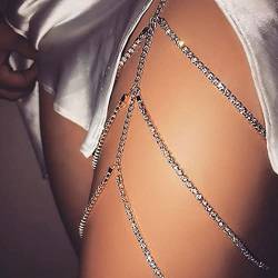 Zookey mehrlagige Strass-Beinkette, glitzernde Kristall-Oberschenkelkette, Nachtclub-Körperkette für Frauen und Mädchen von Zookey